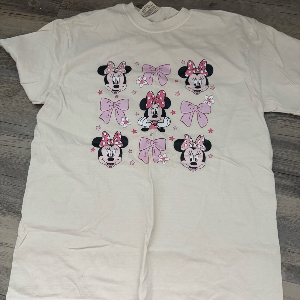 Minnie Mouse Cream and Pink Short Sleeve Tee